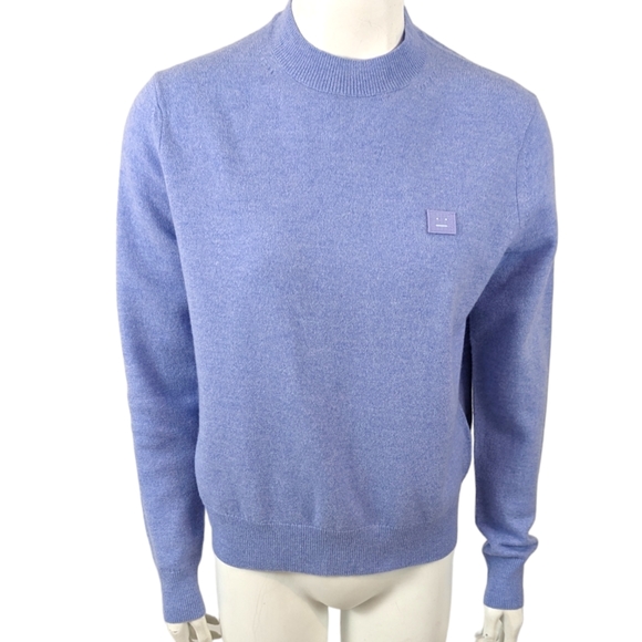 Acne Studios Sweaters - Acne Studios Face Wool Sweater Crew Neck Pullover Unisex XS Purple Long Sleeve
